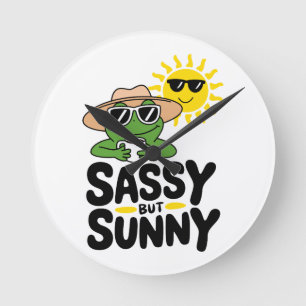 Sassy but Sunny Frog Design – Funny Summer Round Clock