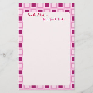 Sassy Candy Pink Squares Custom Personalised Stationery
