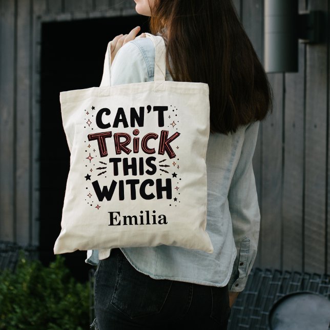 Sassy Can't Trick This Witch Halloween Name Tote Bag (Creator Uploaded)