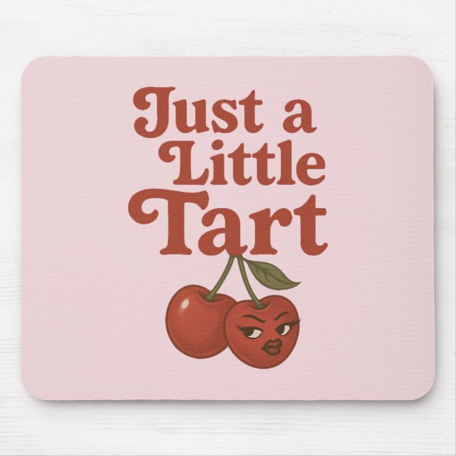Sassy Cherry Just a Little Tart Retro Red & Pink Mouse Mat (Front)