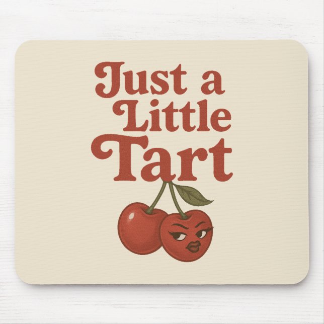 Sassy Cherry Just a Little Tart Retro Red & Pink Mouse Mat (Front)