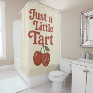 Sassy Cherry Just a Little Tart Retro Red  Shower Curtain
