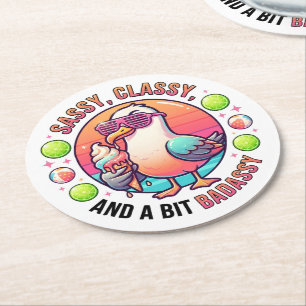 Sassy, Classy, and a bit Badassy Round Paper Coaster