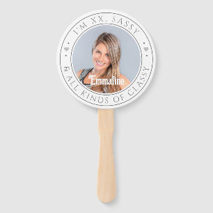 Sassy & Classy Custom Photo & Name Birthday Party  Hand Fan