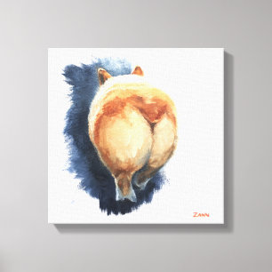 Sassy Corgi Butt Canvas Print 12" x 12"