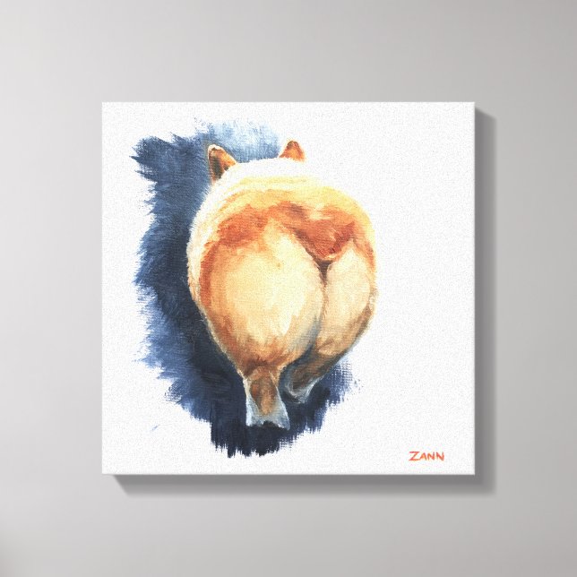 Sassy Corgi Butt Canvas Print 12" x 12" (Front)