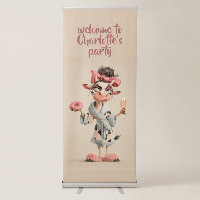Sassy Cow in Spa Mode Retractable Banner (Front)