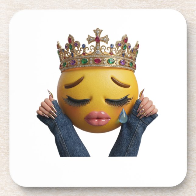 Sassy Crying Emoji Party Balloon - Dramatic Birthd Coaster (Front)