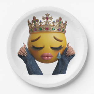 Sassy Crying Emoji Party Balloon - Dramatic Birthd Paper Plate