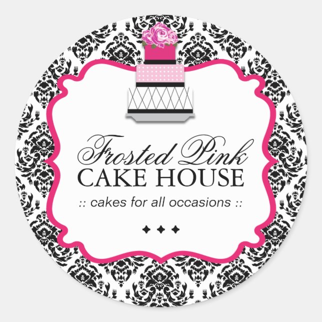 Sassy Damask Cake - Packaging Stickers (Front)