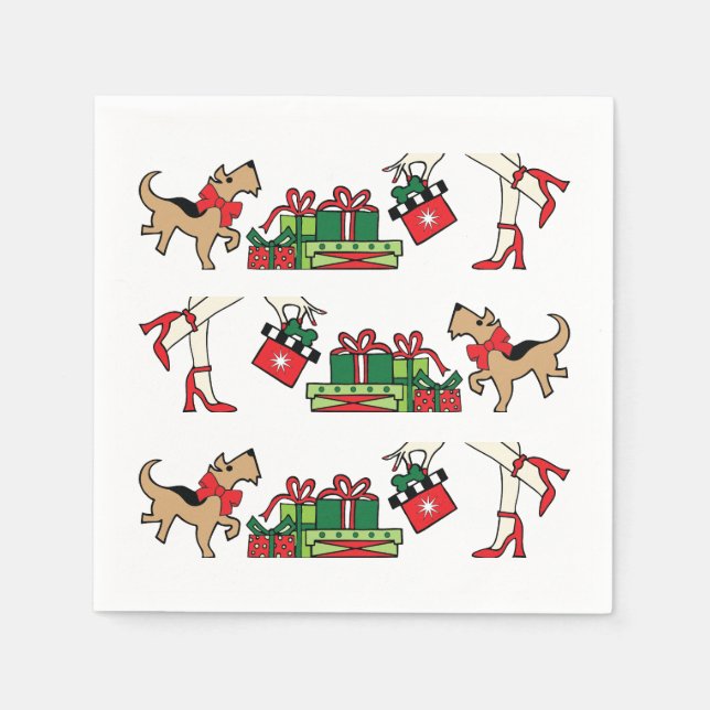 Sassy Dog 3 Row Holiday Paper Napkin (Front)