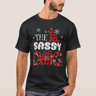 Sassy Dog Buffalo Plaid Matching Family Christmas T-Shirt