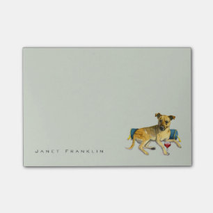 Sassy Dog Enjoying Wine Watercolor Painting Post-it Notes