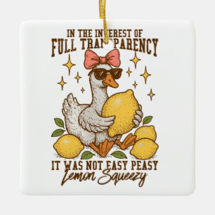 Sassy Duck with Lemons and a Twist of Humour Ceramic Ornament