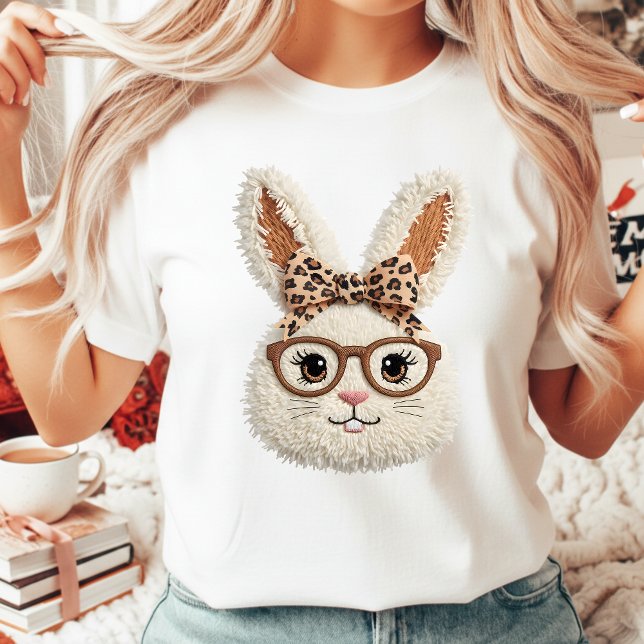 Sassy Easter Bunny Glasses Leopard Bow Tie Women's T-Shirt (Creator Uploaded)