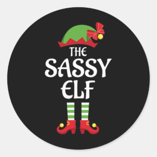 Sassy Elf Family Matching Group Christmas  Classic Round Sticker