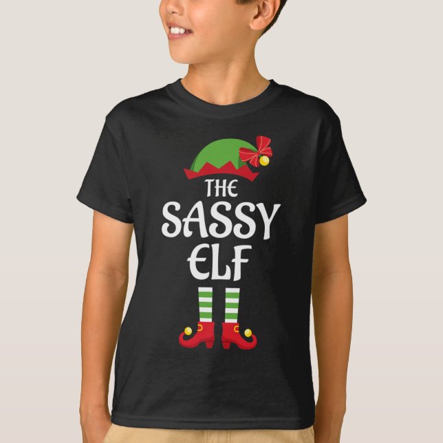 Sassy Elf Family Matching Group Christmas  T-Shirt (Front)