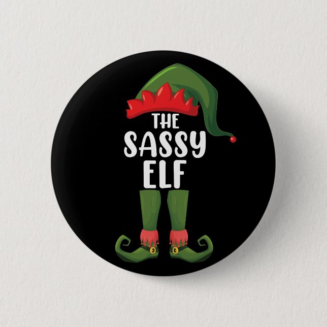 Sassy Elf Matching Family Group Christmas Party 6 Cm Round Badge (Front)