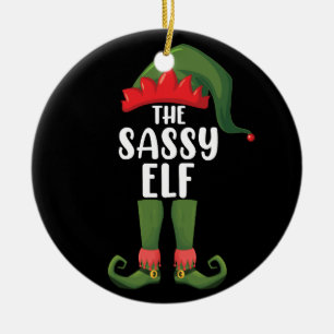 Sassy Elf Matching Family Group Christmas Party Ceramic Tree Decoration