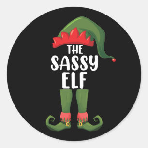 Sassy Elf Matching Family Group Christmas Party Classic Round Sticker