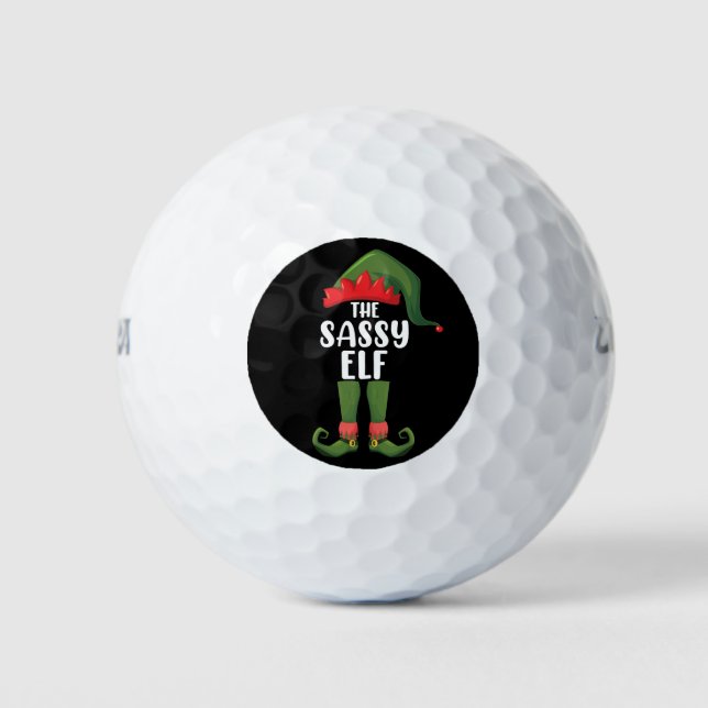 Sassy Elf Matching Family Group Christmas Party Golf Balls (Front)