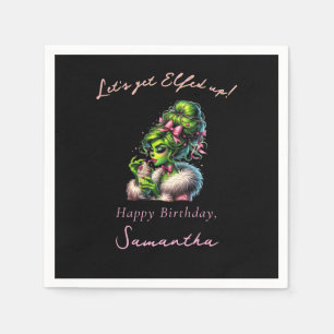 Sassy Elf Squad Christmas Girls Night Out Birthday Napkin