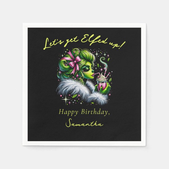 Sassy Elf Squad Girls Night Out Christmas Birthday Napkin (Front)