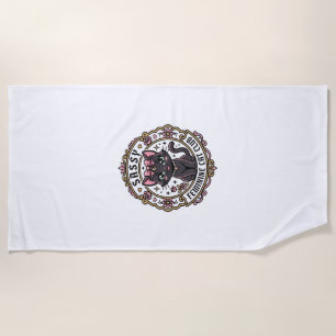 Sassy Feminine Cat Funny Cat Lover Design - Sassy Beach Towel
