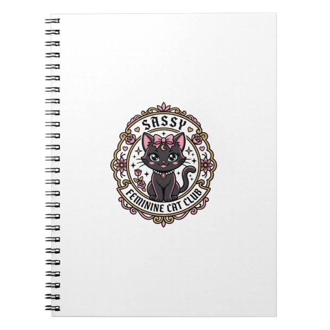 Sassy Feminine Cat Funny Cat Lover Design - Sassy  Notebook (Front)