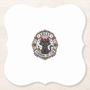 Sassy Feminine Cat Funny Cat Lover Design - Sassy Paper Coaster