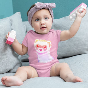 Sassy Ferret In Rainbow Colours Baby Bodysuit
