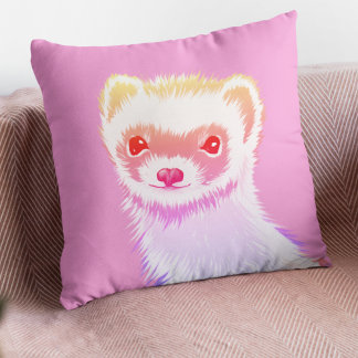 Sassy Ferret In Rainbow Colours Cushion