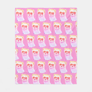 Sassy Ferret In Rainbow Colours Girl Fleece Blanket