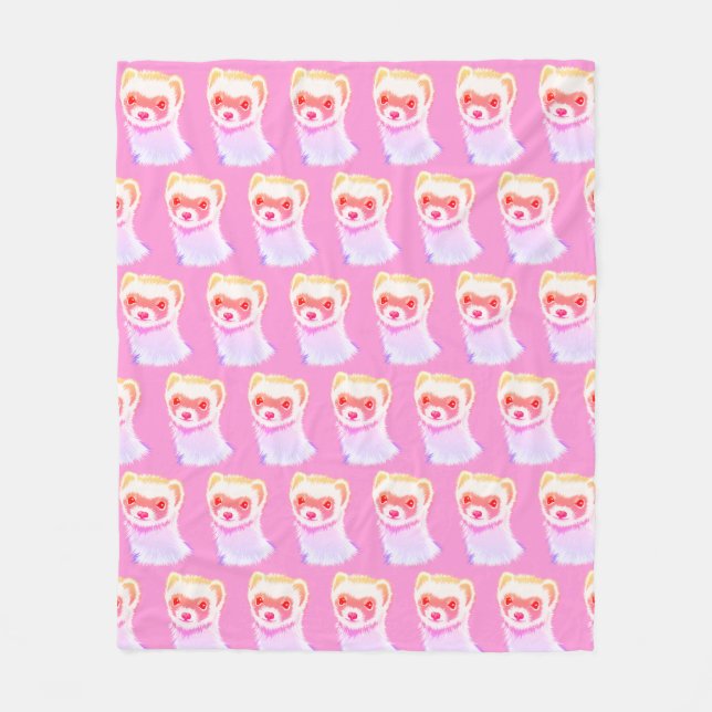 Sassy Ferret In Rainbow Colours Girl Fleece Blanket (Front)