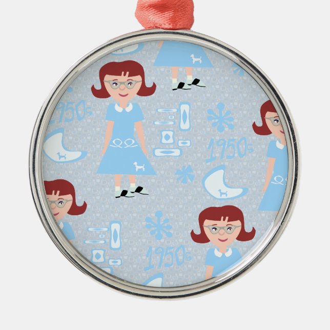 Sassy Fifties Girl Pattern Metal Tree Decoration (Front)
