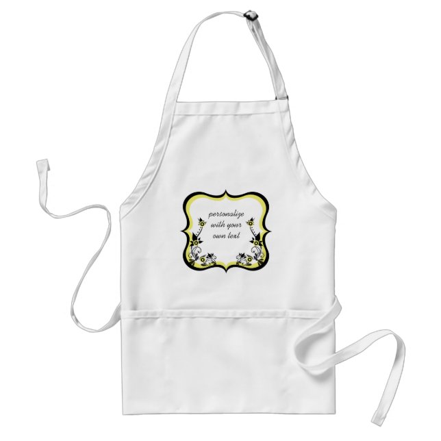 Sassy Floral Frame Apron, Light Yellow Standard Apron (Front)