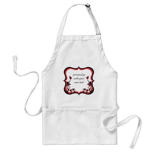 Sassy Floral Frame Apron, Red Standard Apron (Front)