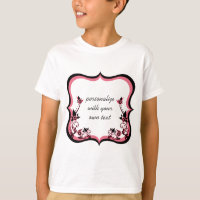 Sassy Floral Frame Girl's Shirt, Pink