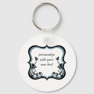 Sassy Floral Frame Keychain, Dark Periwinkle Key Ring