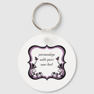 Sassy Floral Frame Keychain, Purple Key Ring
