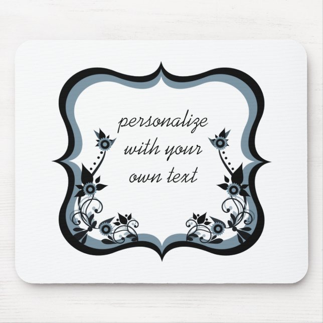 Sassy Floral Frame Mousepad, Dark Periwinkle Mouse Mat (Front)