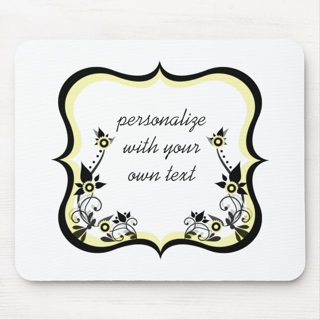 Sassy Floral Frame Mousepad, Light Yellow Mouse Mat (Front)
