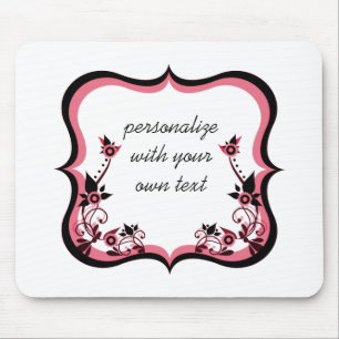 Sassy Floral Frame Mousepad, Pink Mouse Mat