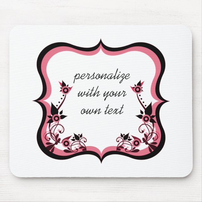 Sassy Floral Frame Mousepad, Pink Mouse Mat (Front)
