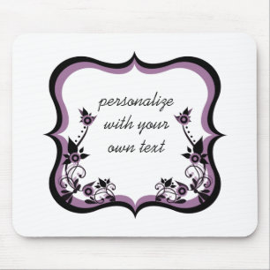 Sassy Floral Frame Mousepad, Purple Mouse Mat