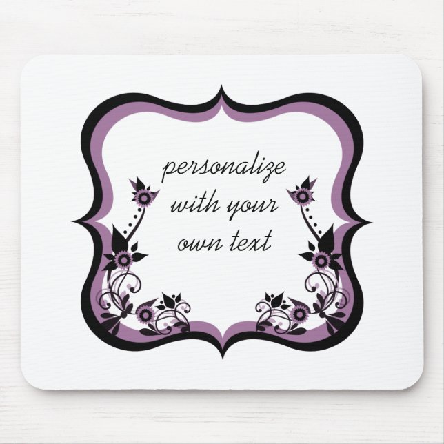 Sassy Floral Frame Mousepad, Purple Mouse Mat (Front)