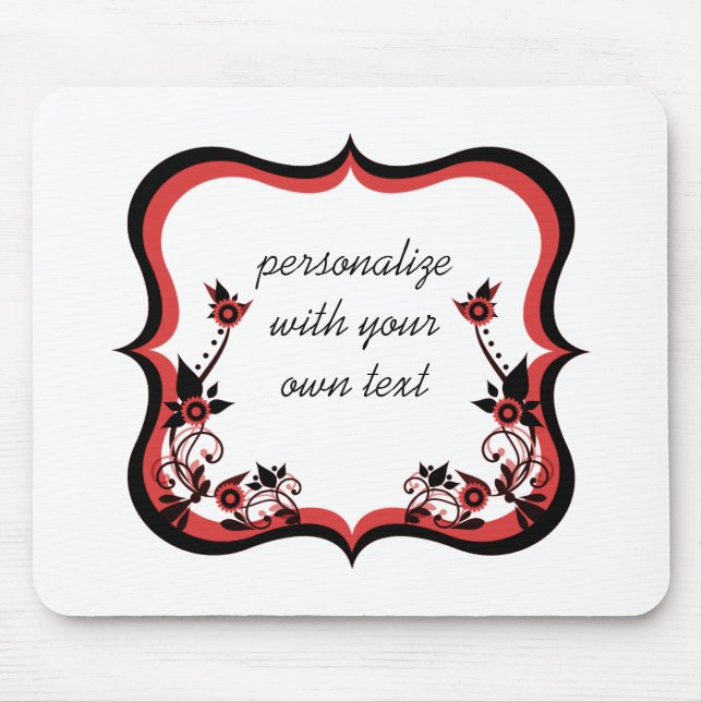 Sassy Floral Frame Mousepad, Red Mouse Mat (Front)