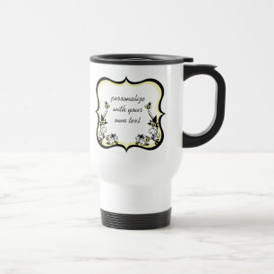 Sassy Floral Frame Mug, Light Yellow Travel Mug
