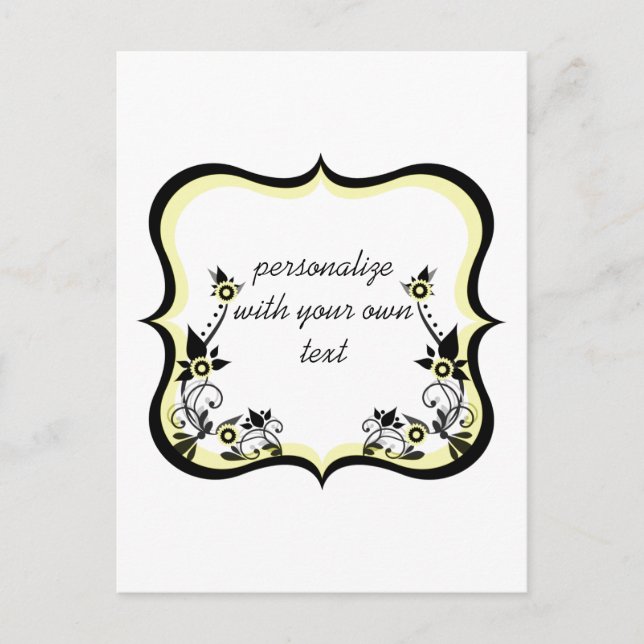 Sassy Floral Frame Postcard, Light Yellow Postcard (Front)