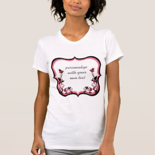 Sassy Floral Frame Women's Tee, Pink T-Shirt